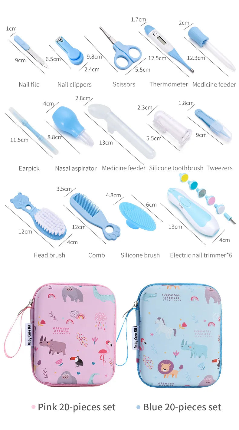 20pcs Baby Healthcare and Grooming Kit for Newborn Kids Infant Safety Care Set with Hair Brush Comb Nail Clipper Nasal Aspirator