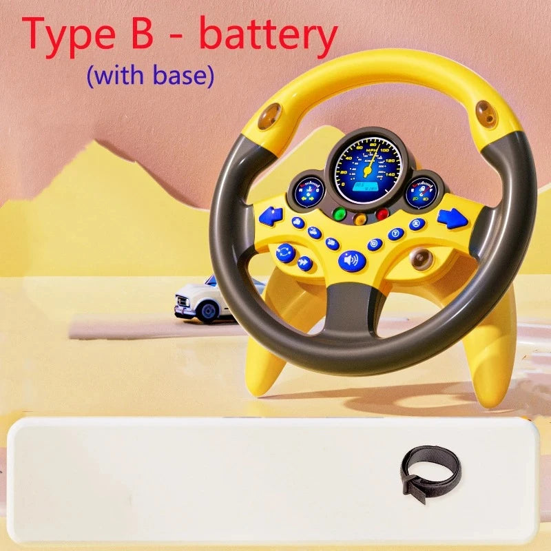 Toddler Steering Wheel Toy Backseat Travel Essentials with Lights Sounds Pretend Play Driving Simulator Educational Gift for Kid