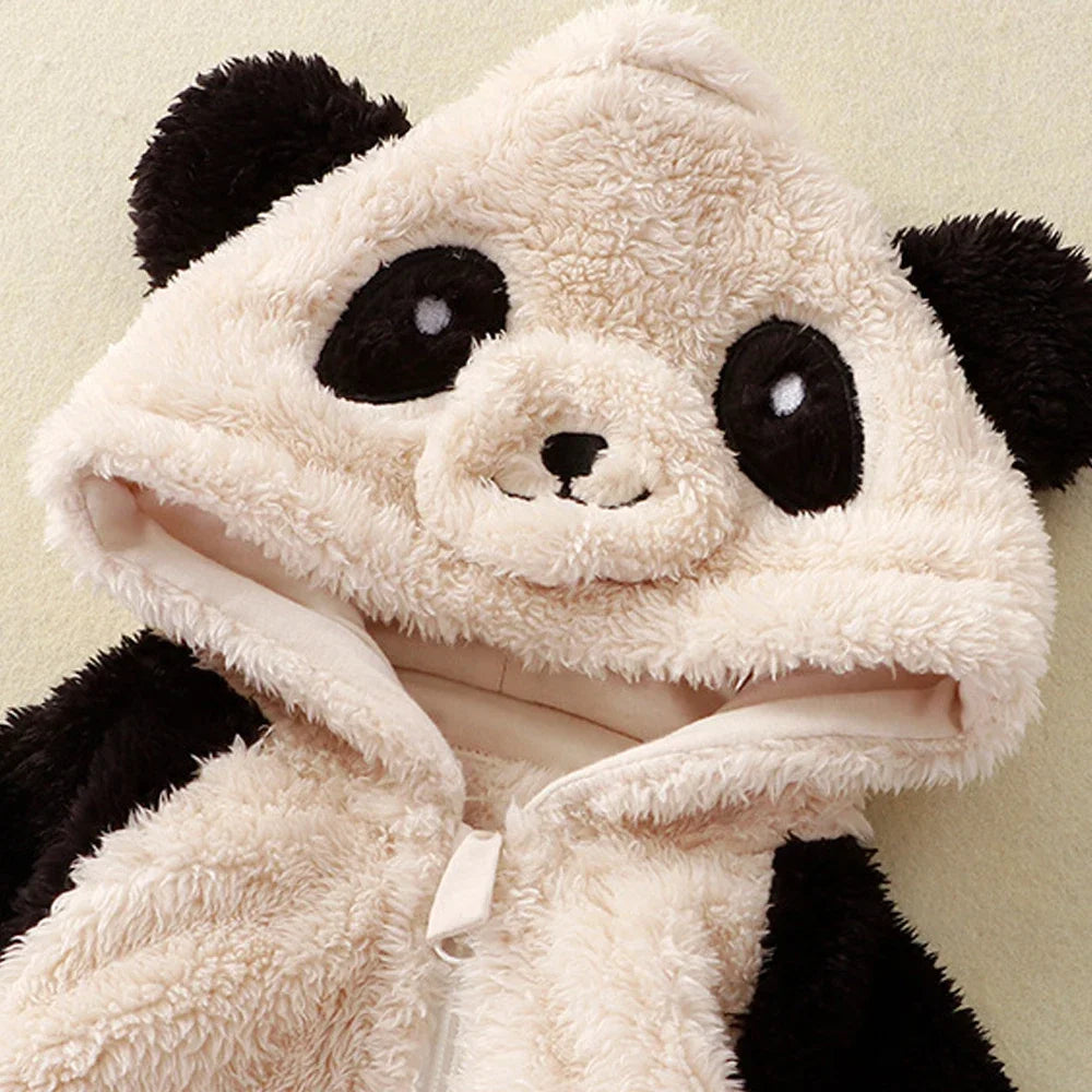 Baby Girl Clothes Panda Pajamas Autumn Winter Keep Warm Boys Home Clothing Newborn Romper Fleece Sets For Children 0-36 months