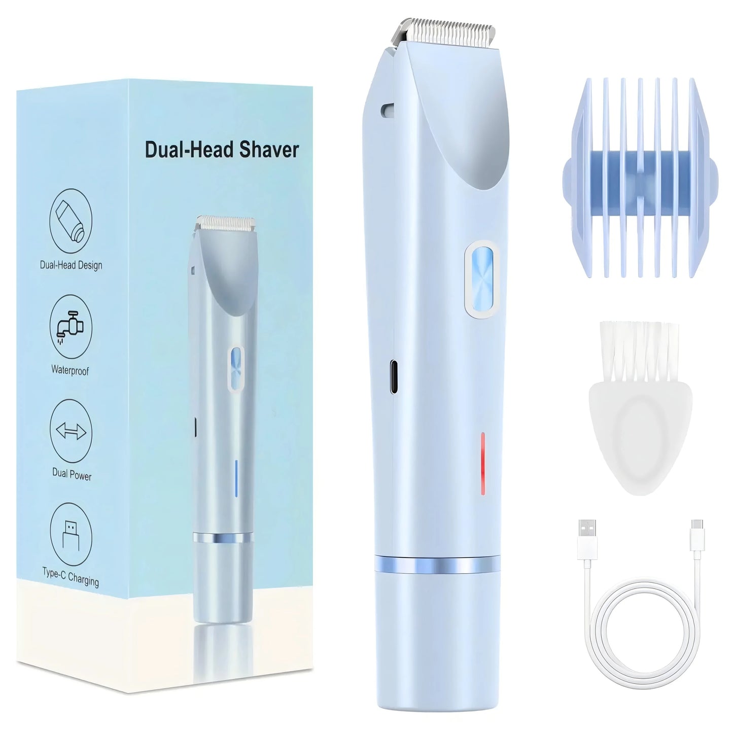 2 in 1 Electric Razor Woman Shaver Painless Waterproof Leg Bikini Body Hair Trimmer Lady Facial Mustache Epilator Hair Remover