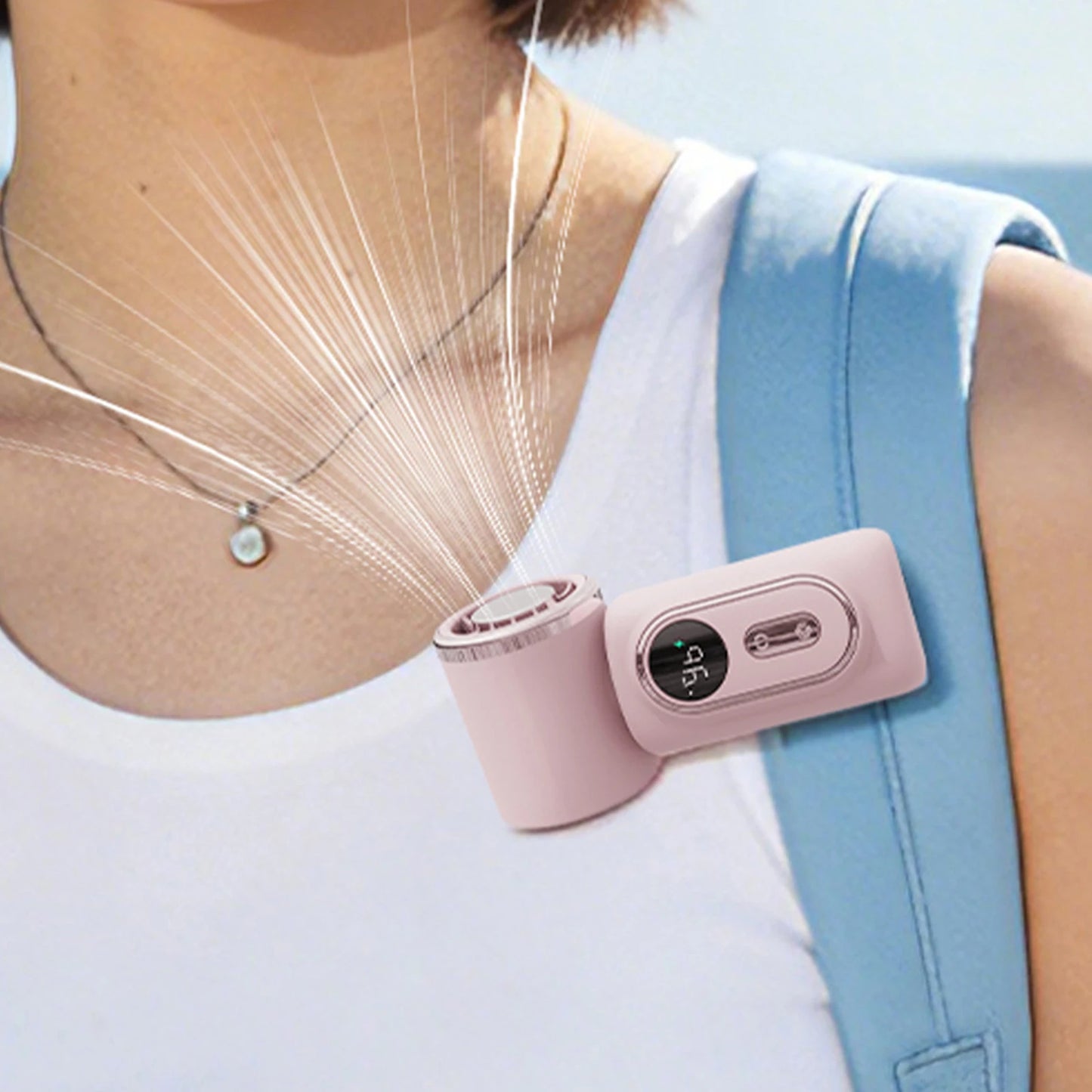 Portable Clip-On Mini Fans Adjustable 5-Speed Portable Fan with LED Display for Outdoor Travel Office Travel Accessories Gift
