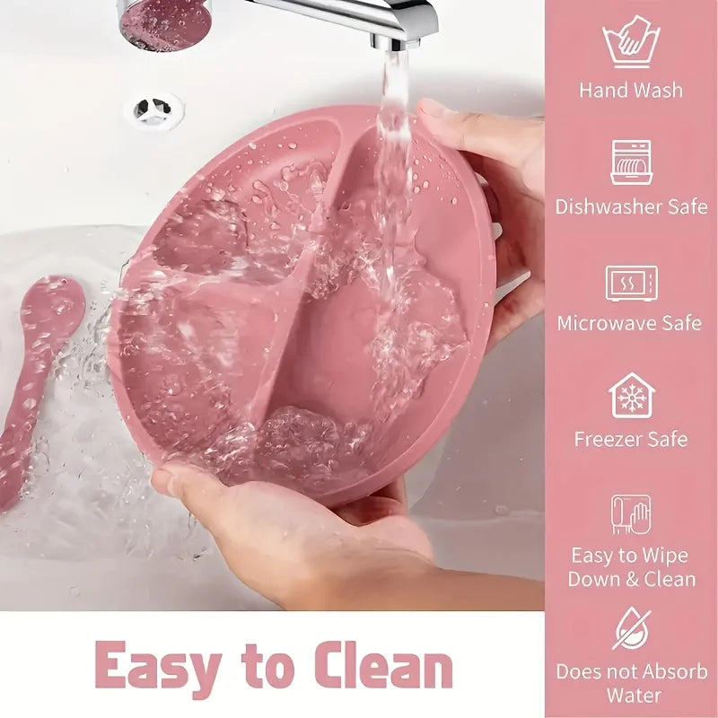 8-Pack Silicone Cutlery Tray Baby Feeding Set with Removable Silicone Suction Cup BPA Free Baby Fork Spoon Cup Gift