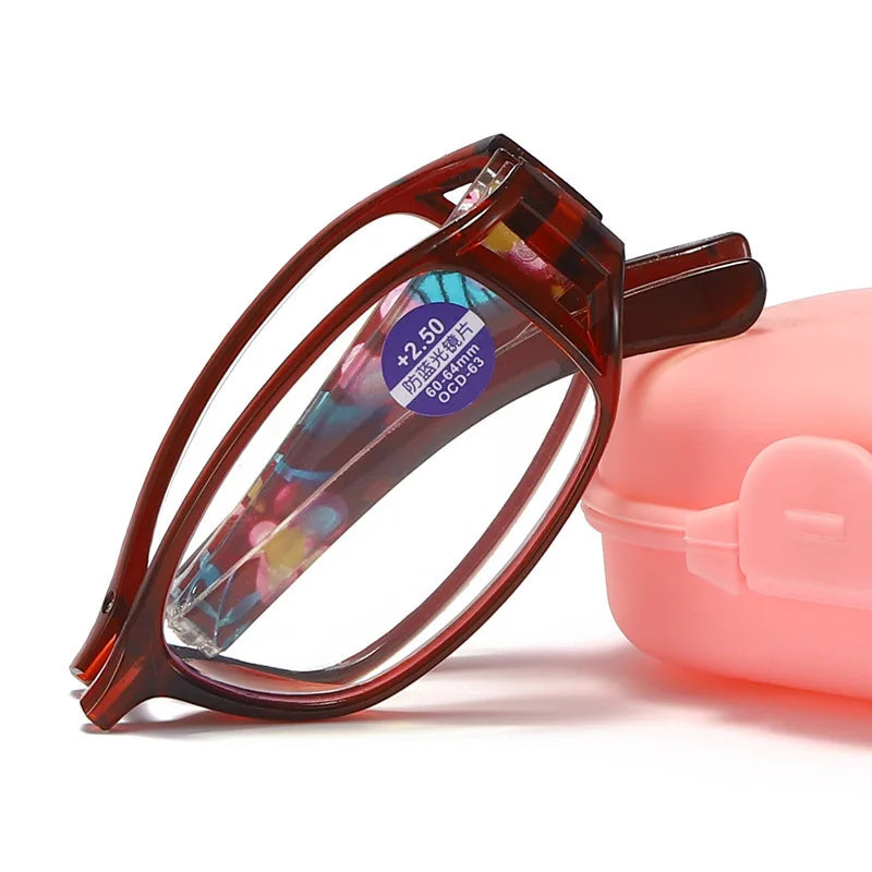 New Folding Reading Glasses Women Men Anti-Blue Light Portable Magnifying Presbyopia Eyewear +100+400 Eyeglasses