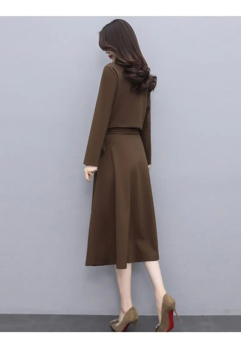 Long Sleeves Dresses Women's Elegant Midi Dresses for Women Womens Office Dress Woman Streetwear Autumn Winter Korean Style New