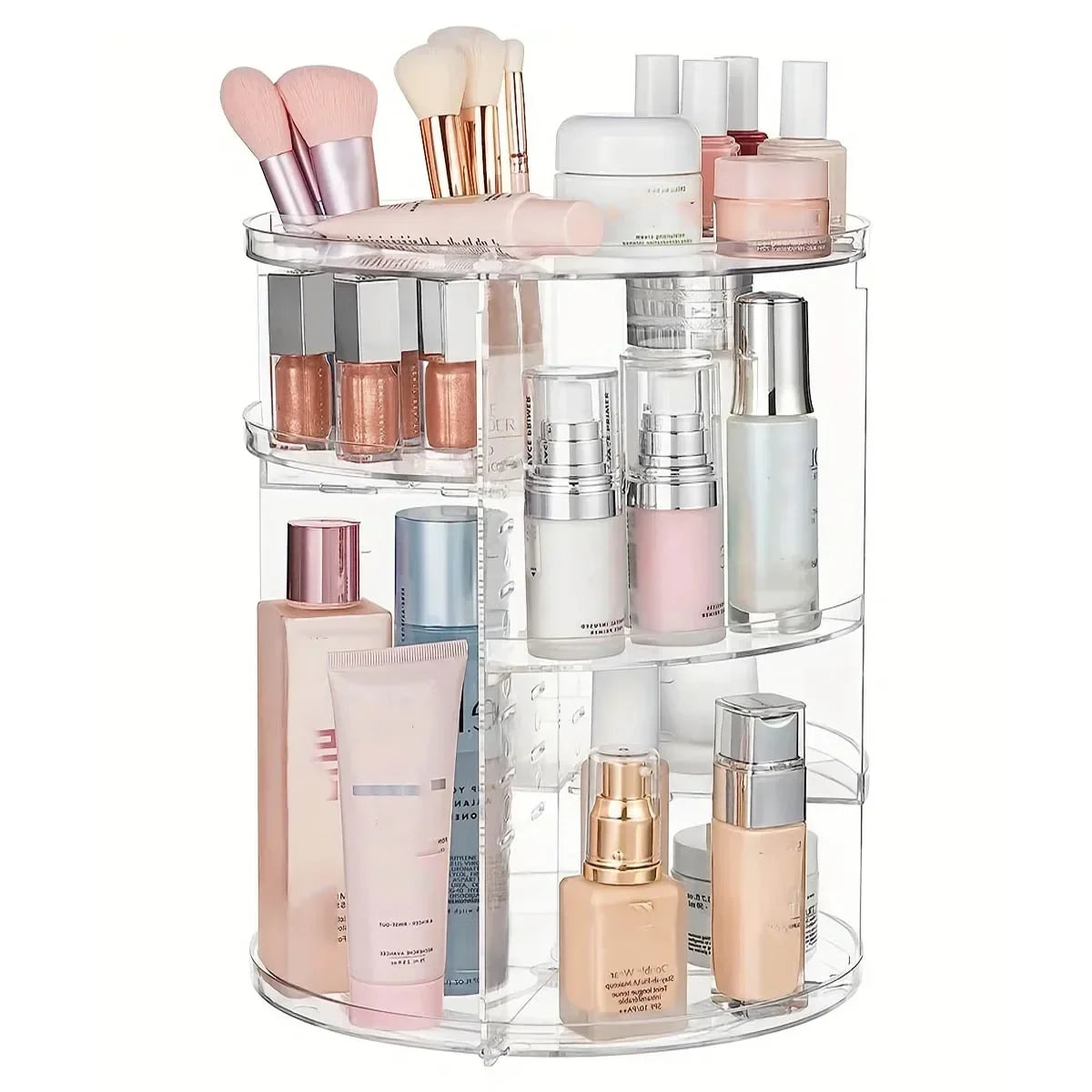 360° Rotating Cosmetic Storage Box Transparent Multi-Layer Organizer Suitable for Lipsticks,Makeup Brushes,and Skincare Products