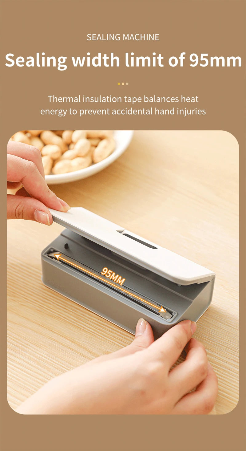 Mini Heat Sealer Plastic Bag Heat Sealing Machine Rechargable Plastic Storage Package Sealer Handheld Clip Bag Food Heat Sealer