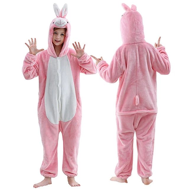 MICHLEY Christmas Capybara Flannel Blanket Sleepers Onesie Hooded Children Costume Clothes Jumpsuit Sleepwear For Boys Girls