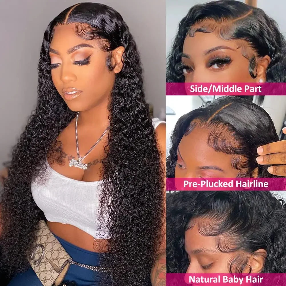 Geeta Curly Drawstring Wigs 13x6 Kinky Curly Lace Front Wig 13x4 Human Hair Lace Frontal Wigs Human hair for Women 4x4 5x5 Wig