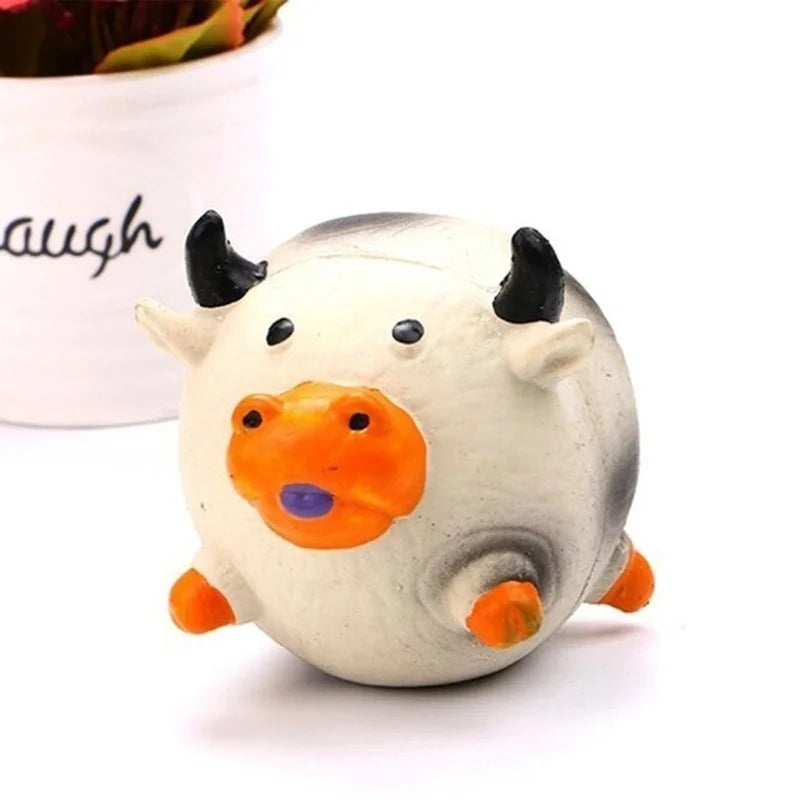 Animals Design Durable Dog Chew Toys Pigs, cows, chickens, Tough Squeaky Dog Grinding Teeth Toys,Pet latex to clean teeth toys