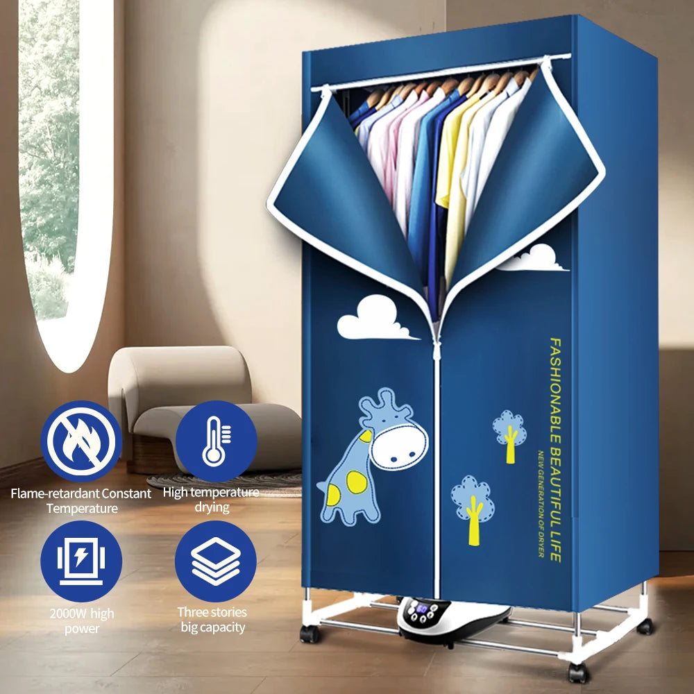 Portable Electric Clothes Dryer,220V-1500W Heated Clothes Airer, Heated Clothes Dryer with Timer, Electric Clothes Dryer