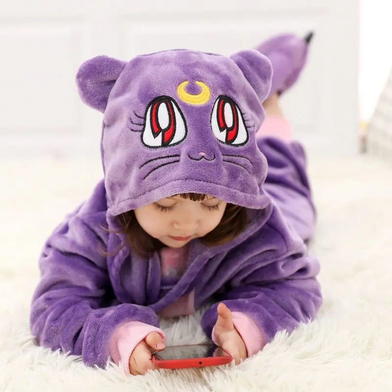 2024 Kigurumi Cat Onesie Kids Unicorn Pajamas For Children Animal Cartoon Blanket Sleepers Baby Costume Winter Boy Girl Jumspuit