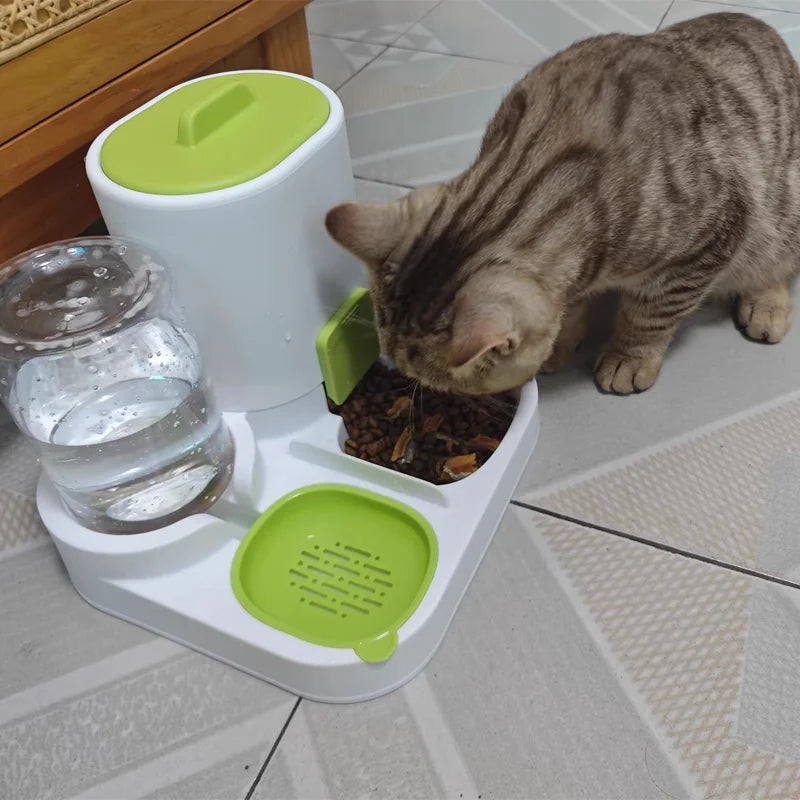 Automatic Non-Electric Pet Feeder Waterer 2 In 1 No Spill Dog Cat Bowl Anti Skid Dual Bowl For Dog Cat Smart Pet Feeding Device