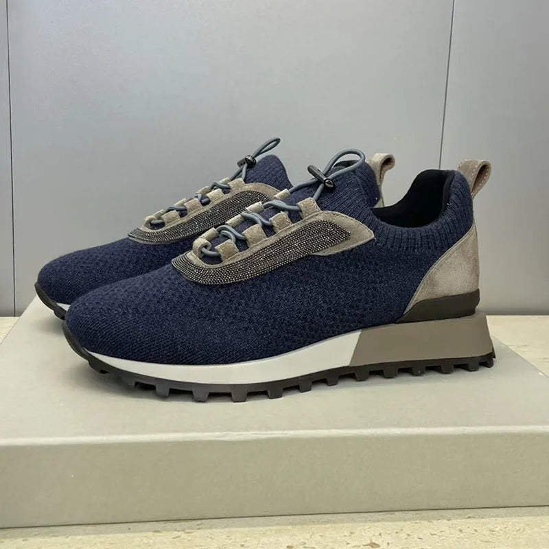 Casual Sneakers Women Round Toe Patchwork Outdoors Running Shoes Cosy Walking Shoes String Bead Lace Up Flat Sports Shoes Woman