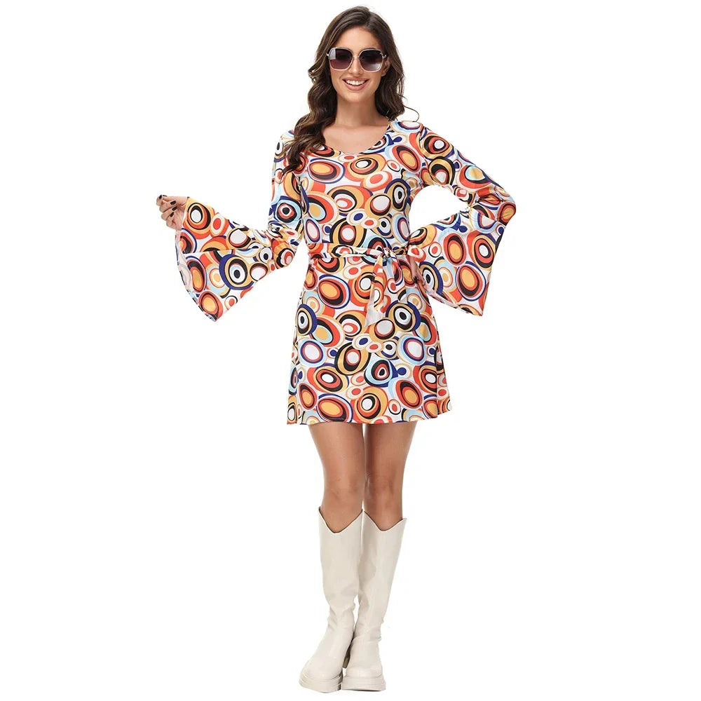 Halloween Party Disco Adult Couples Hippie Costumes Women Male 70s 80s Rock Disco Cosplay Outfits Dance Fantasia Costume