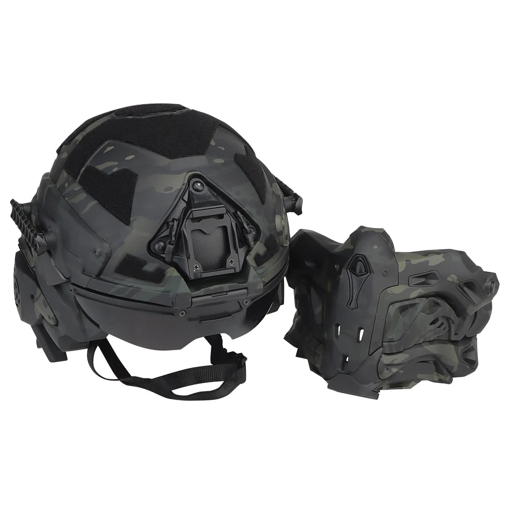 Militar Helmet FAST Helmet Built-in Communication Headset Anti-fog Fan W-Ronin Assault Helmet Detachable Mask Replacement Lens