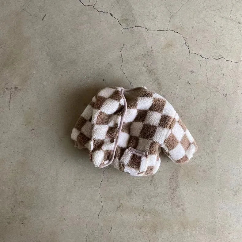 2024 Autumn Winter Plush Baby Coats Baby Thicken Lamb Plush Cotton Jacket For BoysGirls Outdoor Windproof Baby Winter Clothes