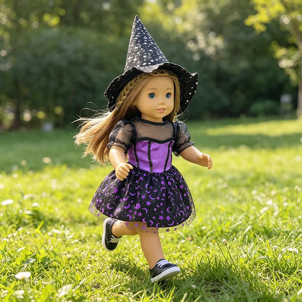 Halloween Doll Costume Outfit Suitable for 18 Inch Dolls. Doll Holiday Costume Set with Three Pieces and Doll Accessories