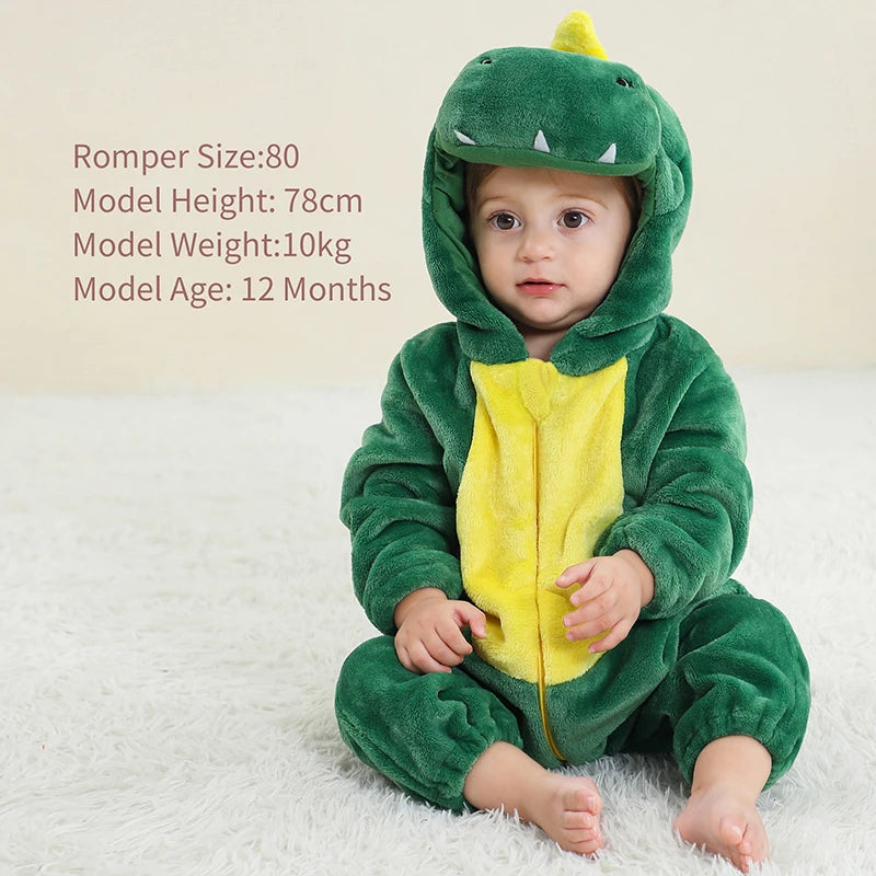 MICHLEY Carnival Dinosaur Baby Winter Costume Rompers Clothes Cute Cartoon Jumpsuit Bodysuit Overall Unicorn For Girls Boys Kid