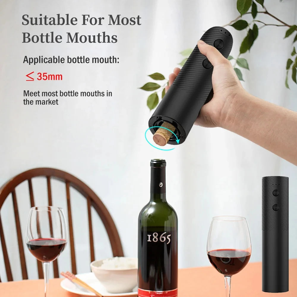 HOMEFISH Electric Wine Bottle Opener Automatic Red Wine Corkscrew Rechargeable Wine Opener One-click Button Wine Tools