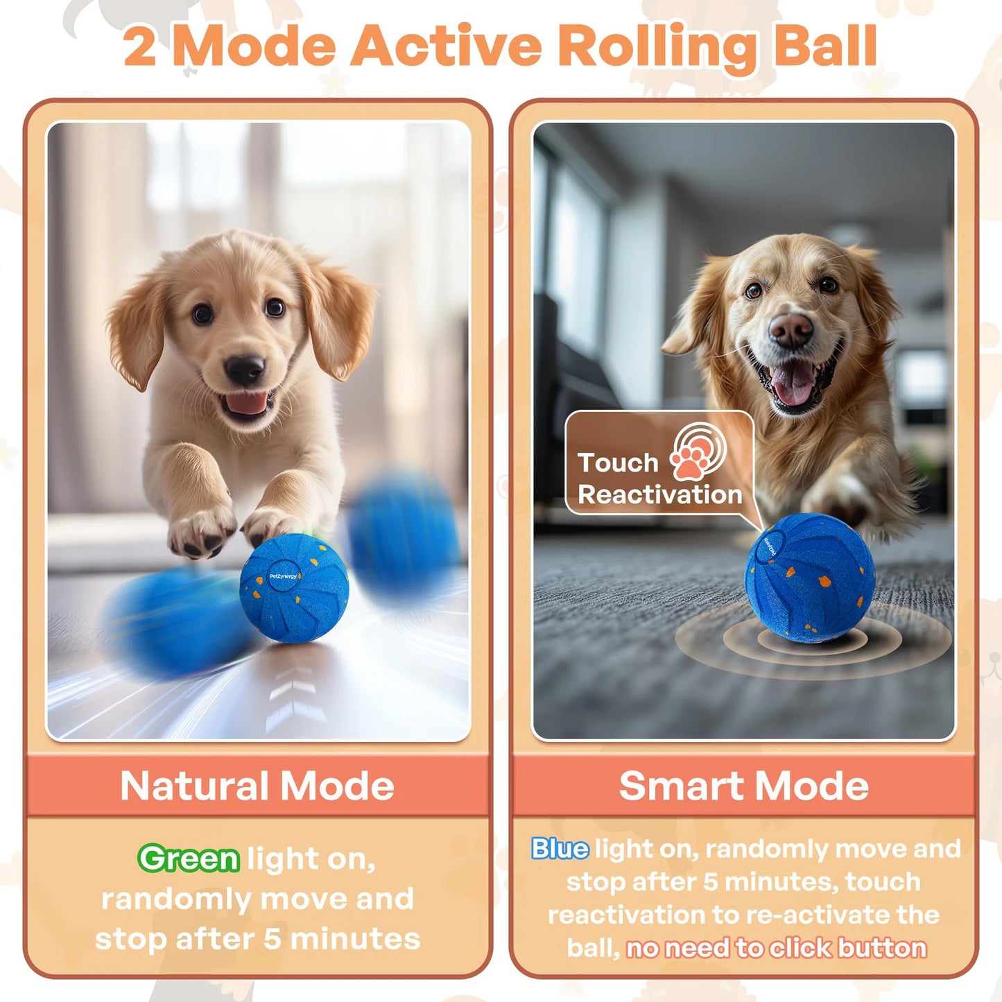 Interactive Dog Toy Ball E-TPU Material Random Bouncing And Spinning Smart Motion Ball For Dogs Self Play Chew Resistant Toy