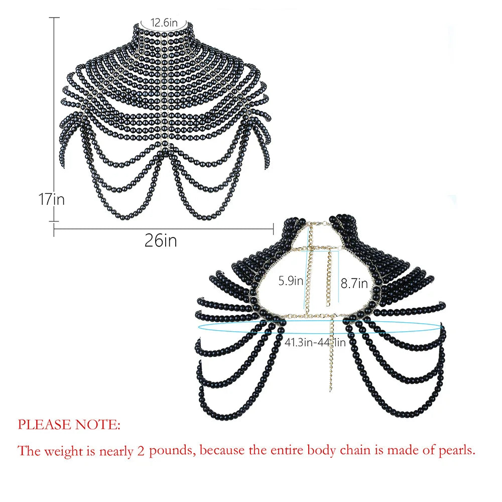 Women's Pearl Body Chains Bra Fashion Adjustable Size Shoulder Necklaces Sexy Tops Chain Wedding Dress Pearls Shawl Body Jewelry