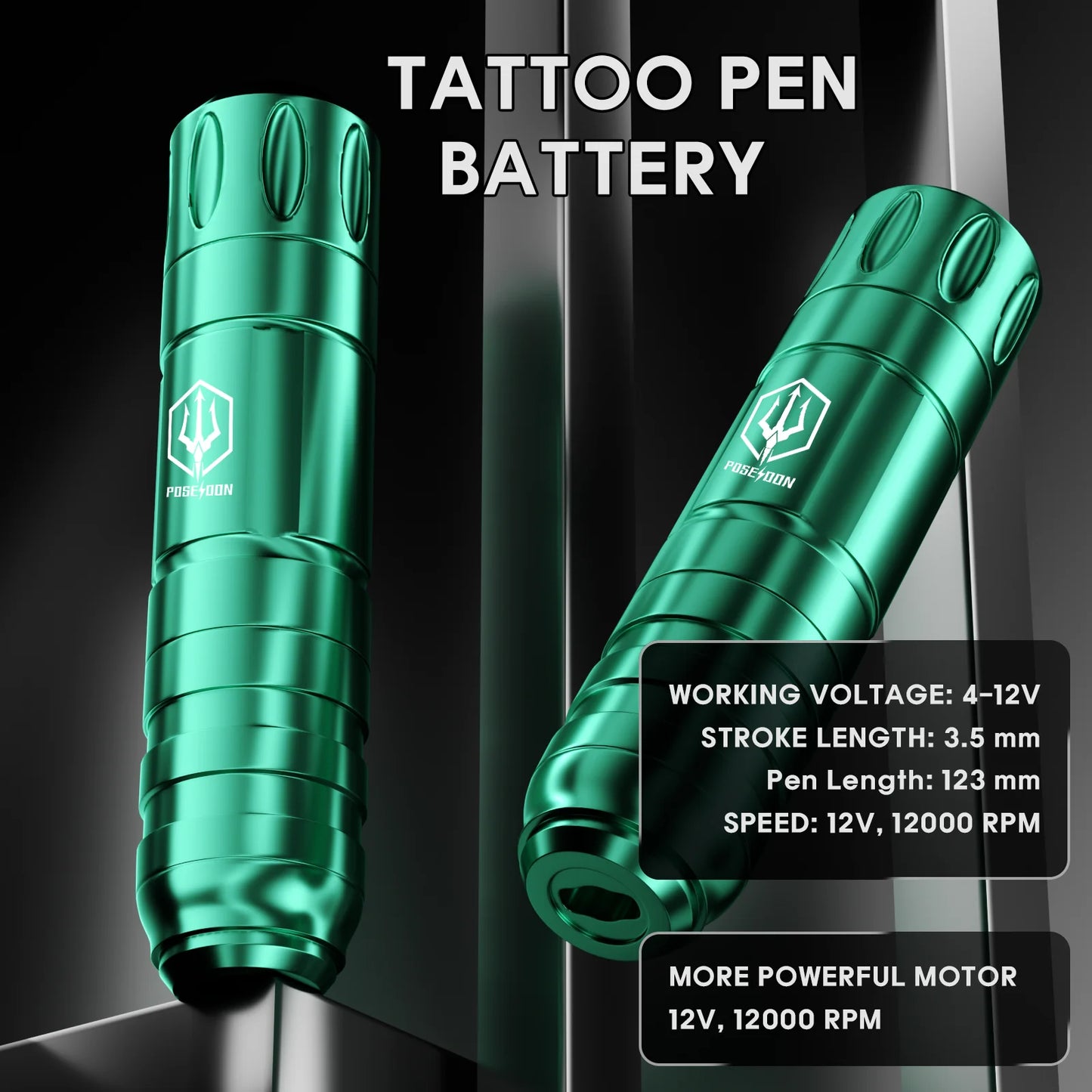 Tattoo Kit POSEIDON V5 Green Tattoo Pen Kit For Permanent Makeup Tattoo Machine Kit Wireless Tattoo Power Supply Tattoo Gun Kit