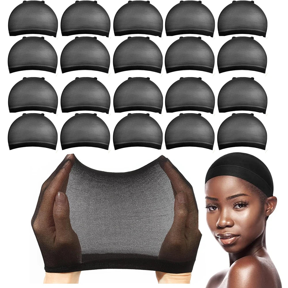 4/20pcs Black Wig Cap Elastic Breathable Invisible Wig Caps Perfect For Professional Use,2pcs/Pack