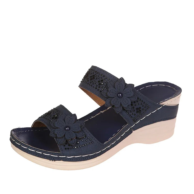 Ladies Shoes on Offer Summer New Plus Size Slippers Women Retro Roman Women's Slipper Casual Beach Flower Platform Wedge Sandals