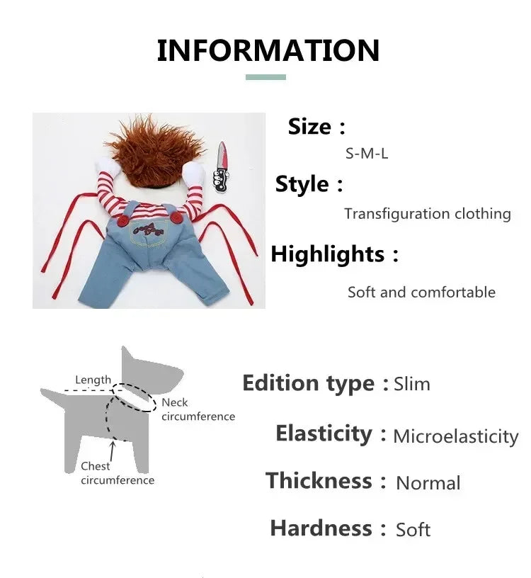 Halloween Funny Dog Clothes for Small Medium Dogs Cats Party Dressed Up Cosplay Costumes Bulldog French Chihuahua Pet Outfits