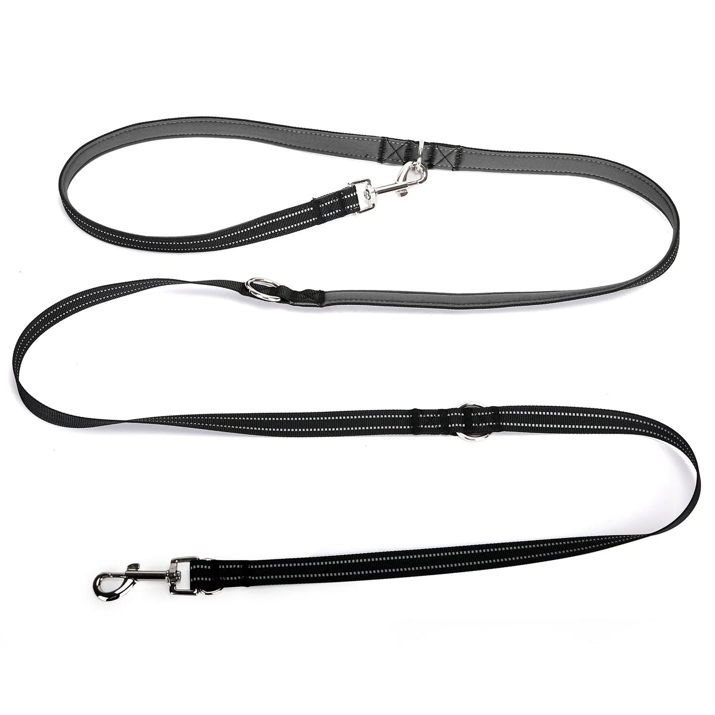 Crossbody Dog Leash Versatile Crossbody Waist Leash with 3 Rings Puppy Walking Leash Reflective Nylon Multifunctional Pet Rope