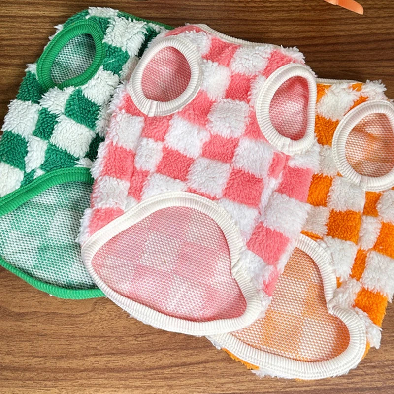 Autumn Winter Dog Warm Vest Fleece Dog Clothes Luxury Plaid Puppy Hoodies Chihuahua Bichon Yorkie Clothing Dog Pullover Pet Coat