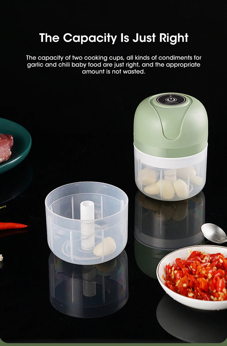 Electric Mini Garlic Masher Portable Multi Function Vegetable Meat Grinder Chopper USB Charging