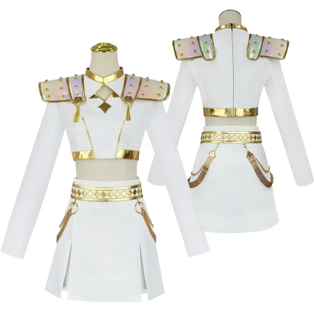 2026 Fantasia Rumi Zoey Mira Cosplay Girls Singing White Suits Cartoon  Disfraz Costume 6 to 14 Years Halloween Clothes