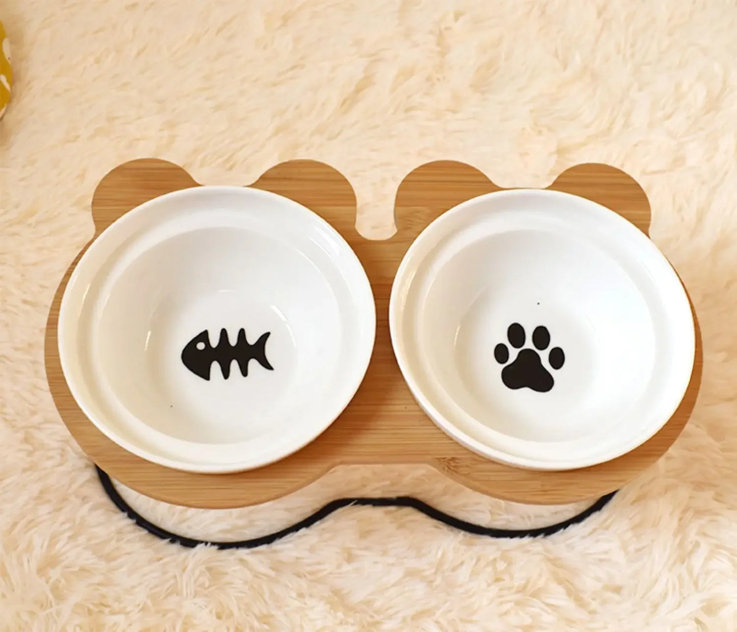 Ceramic Cat Bowl Cat Food Feeder Dog Bowls Drinking Water Bowl Cervical Protection Pet Supplies Ceramic Double Cat Bowls