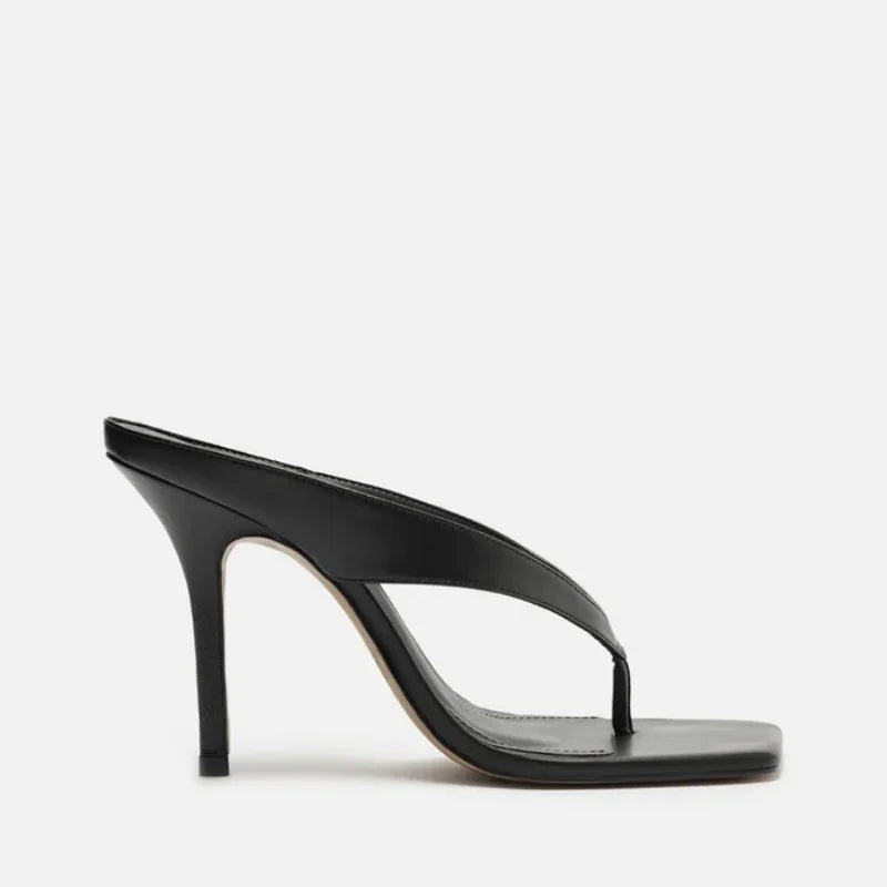 New Sexy Summer Sandals Women Fashion Flip-flops Thin High Heels Square Toe Casual Party Sandals Shoes Leather Sexy Slides