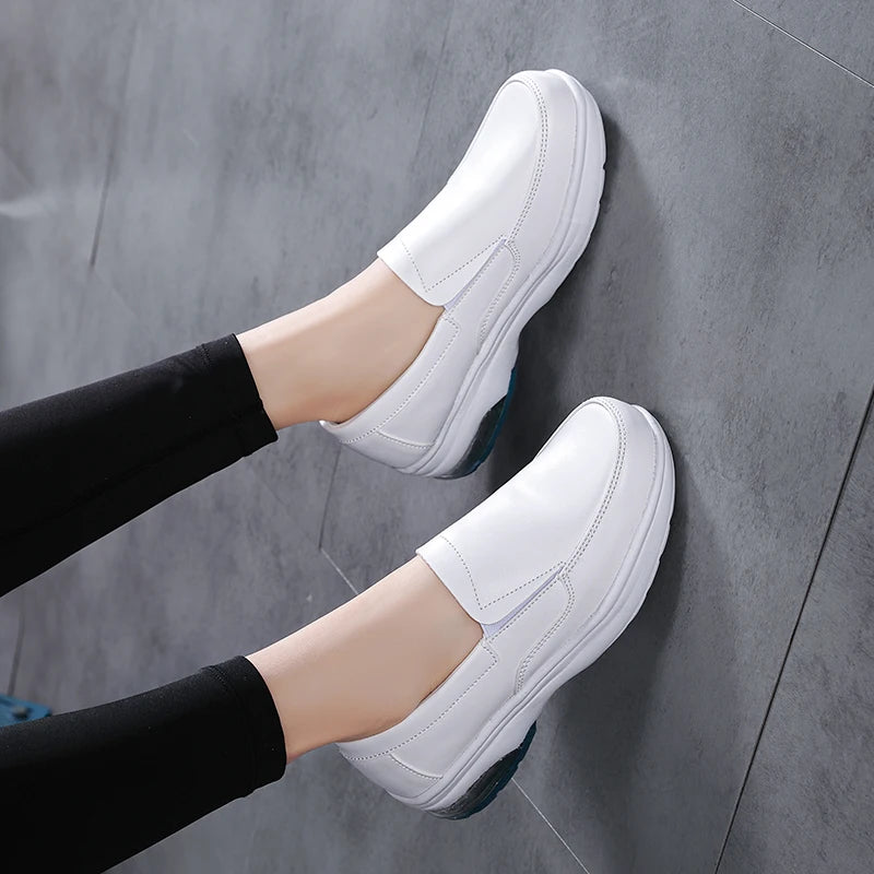 Sneakers Women Nurse White Shoes Comfortable Women Walking Shoes Breathable Female Flats Footwear Platform Lightweight Slip-On