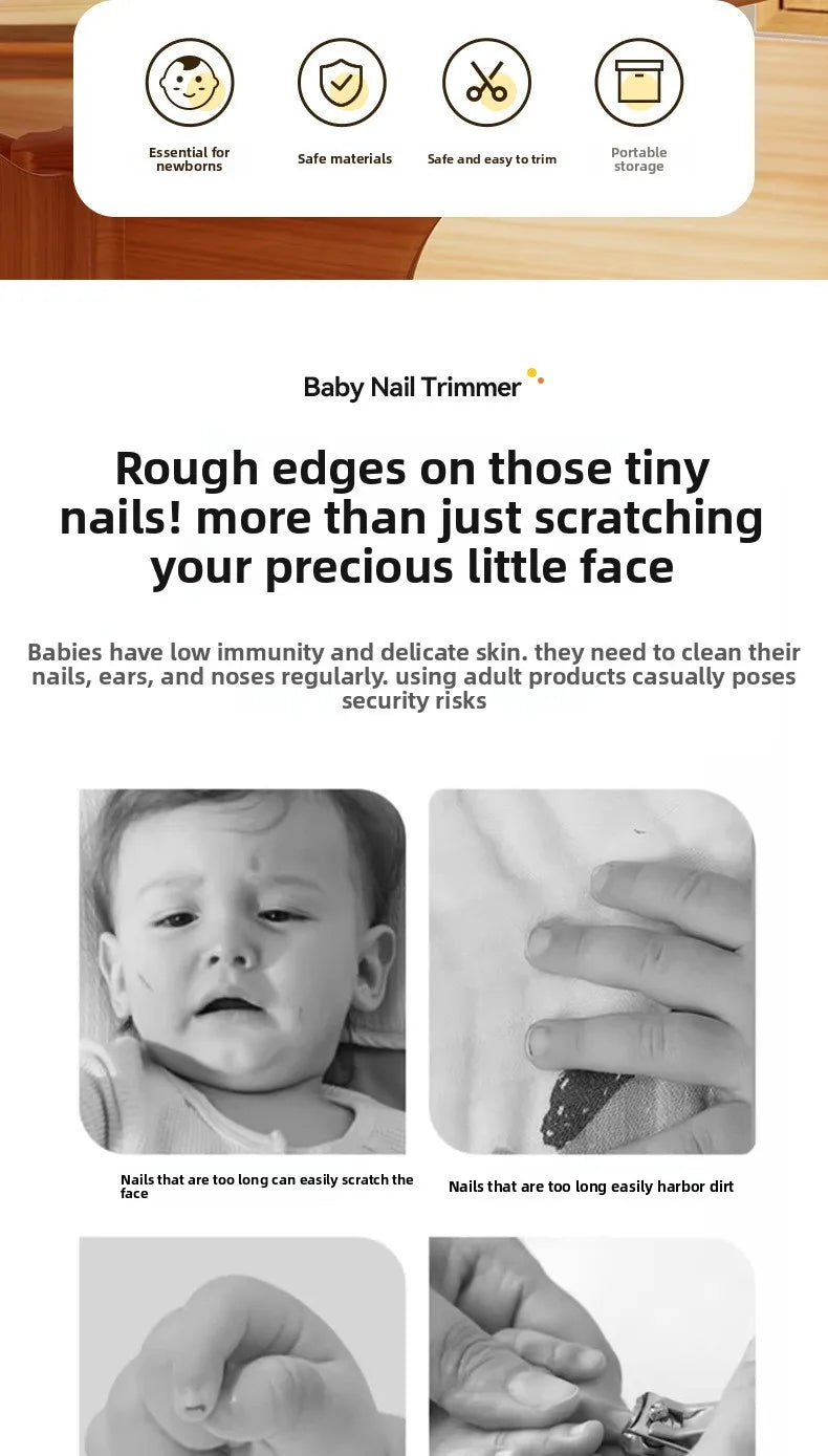 Baby Nail Clipper Set - Newborn-Safe Nail Scissors,Anti-Pinch Skin Nail Cutter Kit, Gentle Precision Grooming Tools for Infants