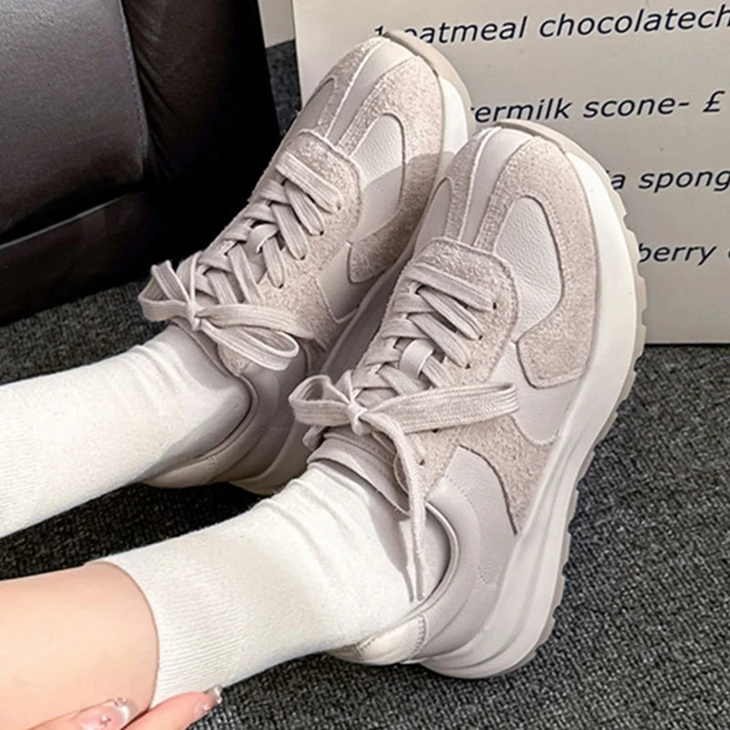 Women's Sneakers Shoes 2026 New Woven Non-slip Genuine Leather Sneakers For Women Large Size Breathable Casual Shoes Female