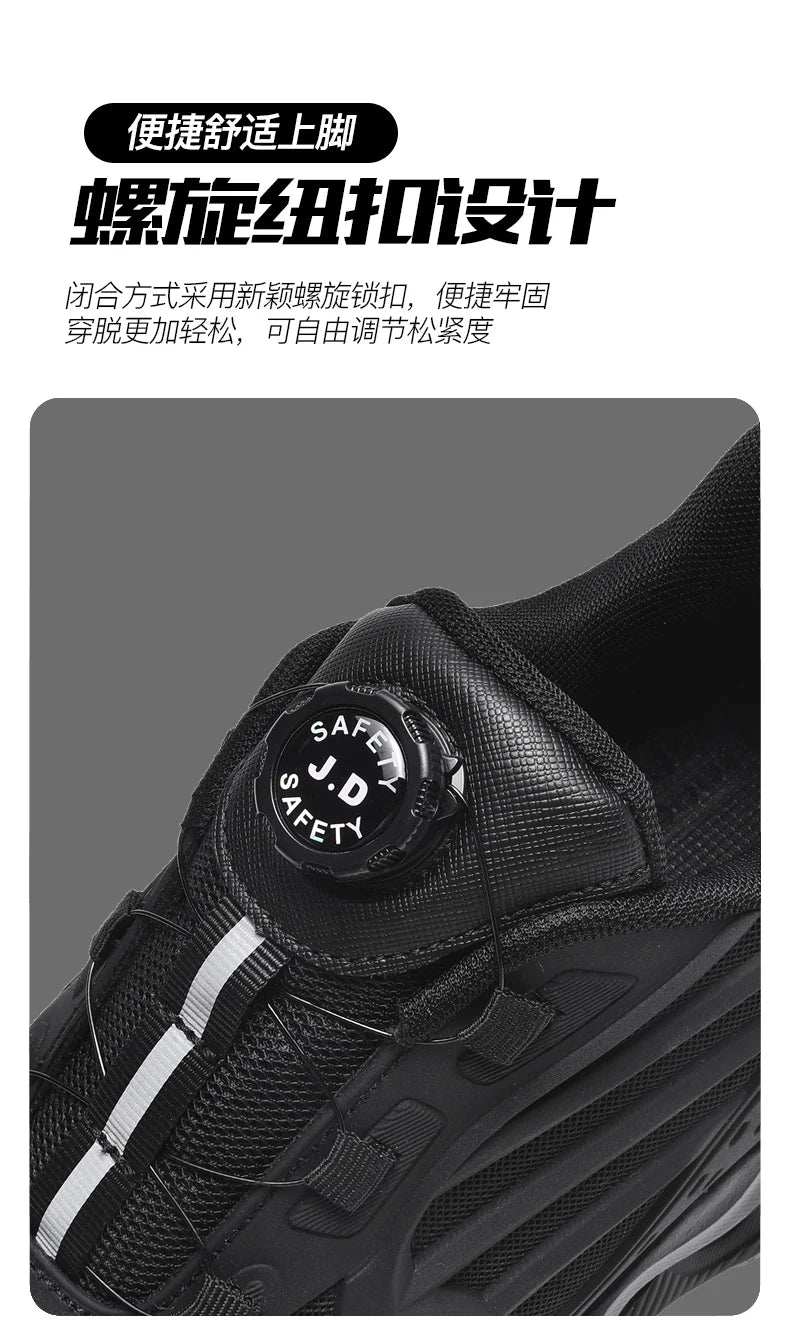 Rotating Button New Safety Shoes Men Anti-smash Anti-puncture Work Shoes Fashion Men Sport Shoes Security Protective Boots Men