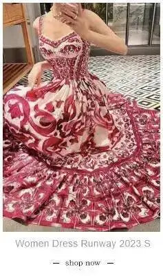 JAMERARY Summer Runway Blue White Porcelain Print Midi Dress Women's Straps Flare Sleeve Elastic Waist Cotton Floral Vestidos