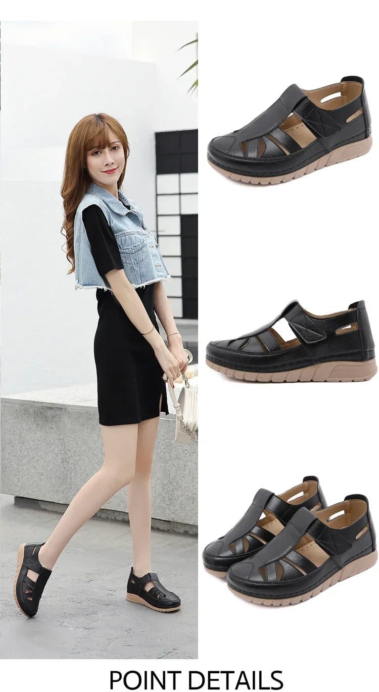 Women's Shoes Sandals Fashion Baotou Wedge Platform Sandals Ladies Retro Rome Sandalias Mujer Slip on Beach Shoes Footwear 2024