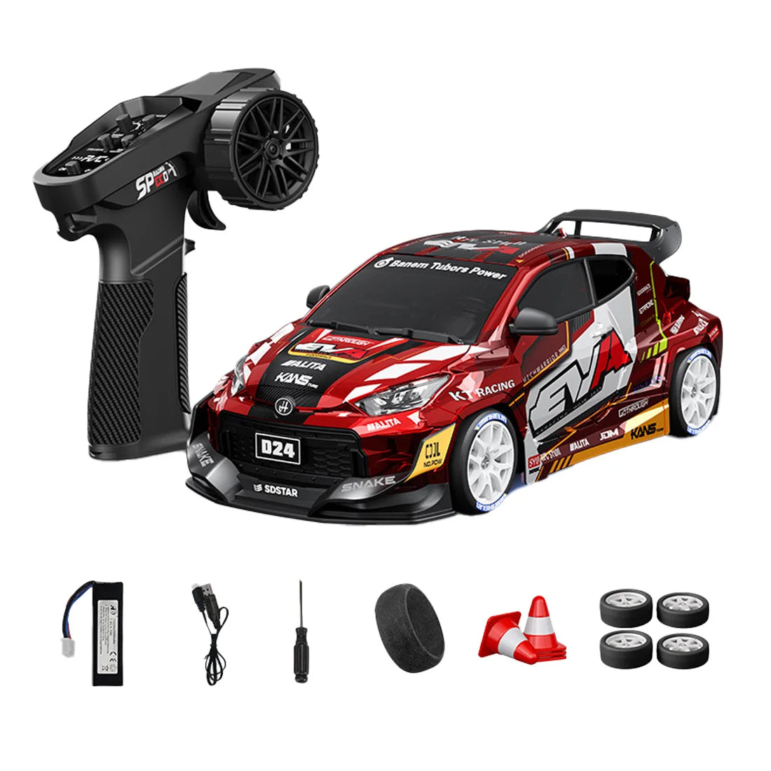 D24 1:24 RC Drift Car 4WD Proportional High Speed Racing Vehicle with ESP Gyro Underglow LED Dual Tires Remote Control Sport Car