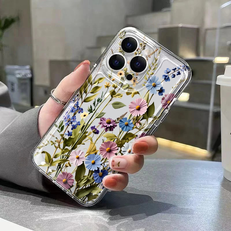 Cute Pastel Flower Phone Case For iPhone Air 17E 16E 7 8 Plus XS XR X 15 14 13 12 11 Pro Max Air Soft Shockproof Cover