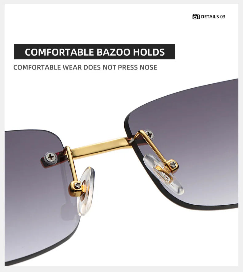Fashion Vintage Rimless Square Sunglasses Women Men Luxury Brand Designer Popular Travel Driving Metal Small Sun Glasses