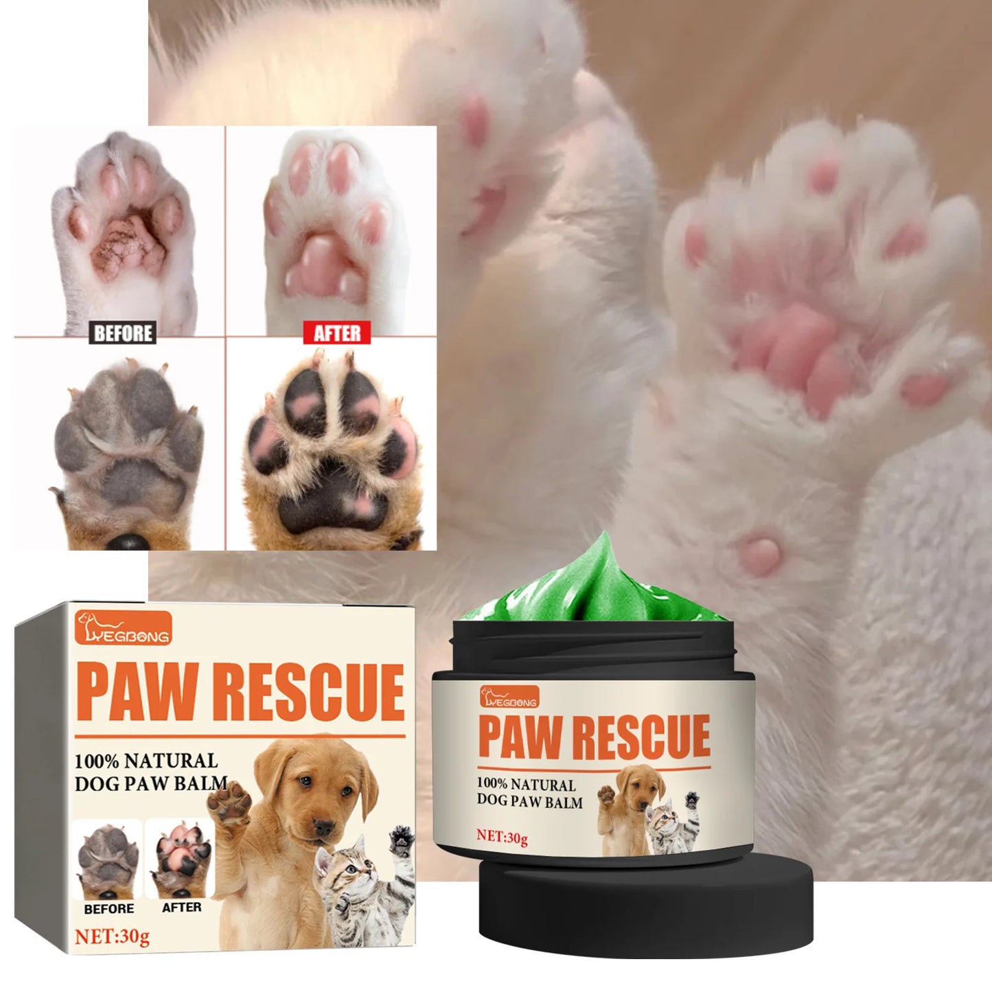 YEGBONG 30g Pet Paw Care Cream Foot Pad Protection Oil for Cats And Dogs Dog Paw Balm Cat Paw Protective Cream Canine Foot Care