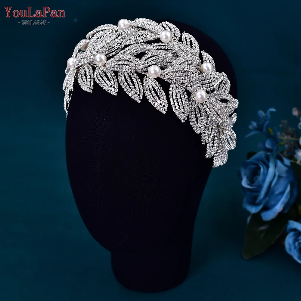 YouLaPan Bridal Hair Accessories Wedding Headband Rhinestone Headdress Bride Tiara Prom Wedding Hair Jewelry Queen Crown HP431