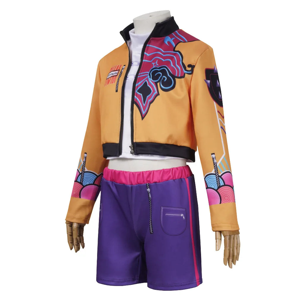 Halloween Fancy Dress Adult Kids Street Hip Hop Role Play Outfit 3 Styles Printed Crop Top Skirt Shorts Idol Stage Costume