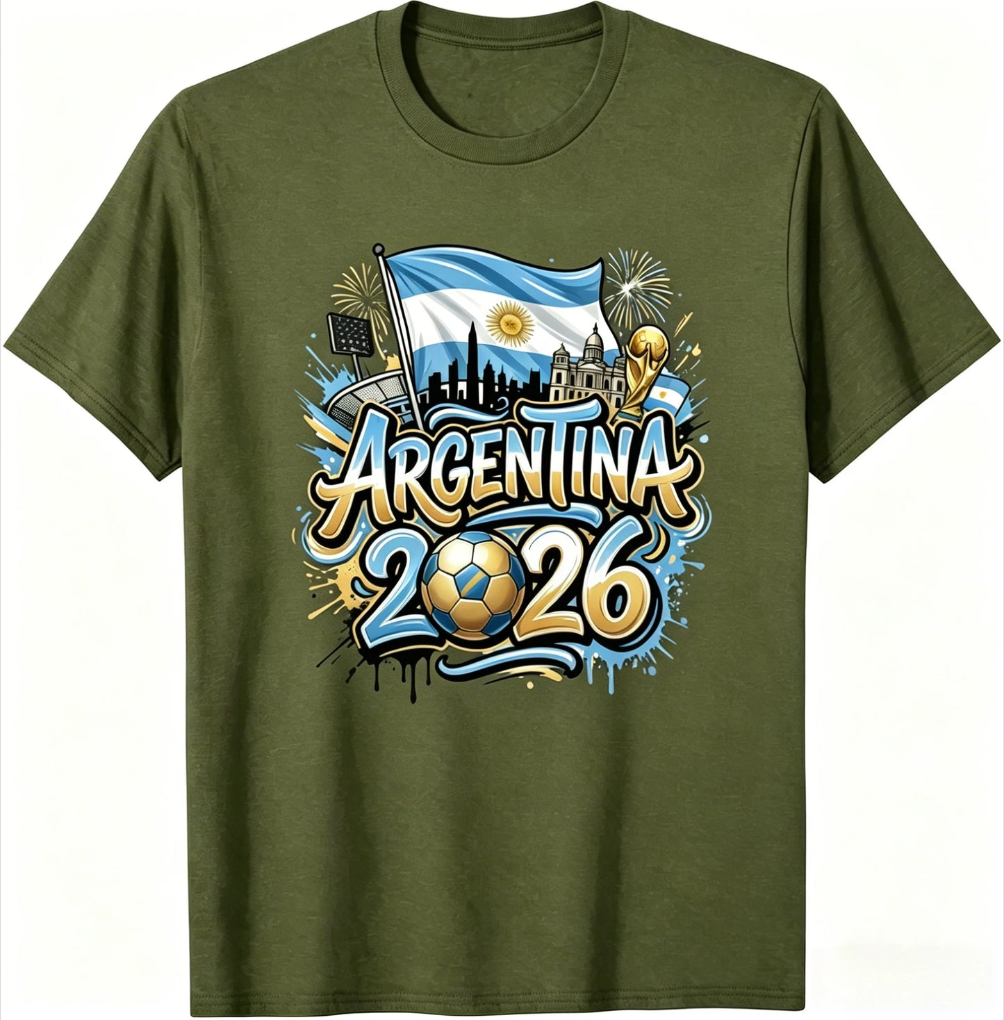 Unisex Argentina 2026 Soccer Tee Vintage Style Graphic Football Fan Supporter Casual Streetwear Top