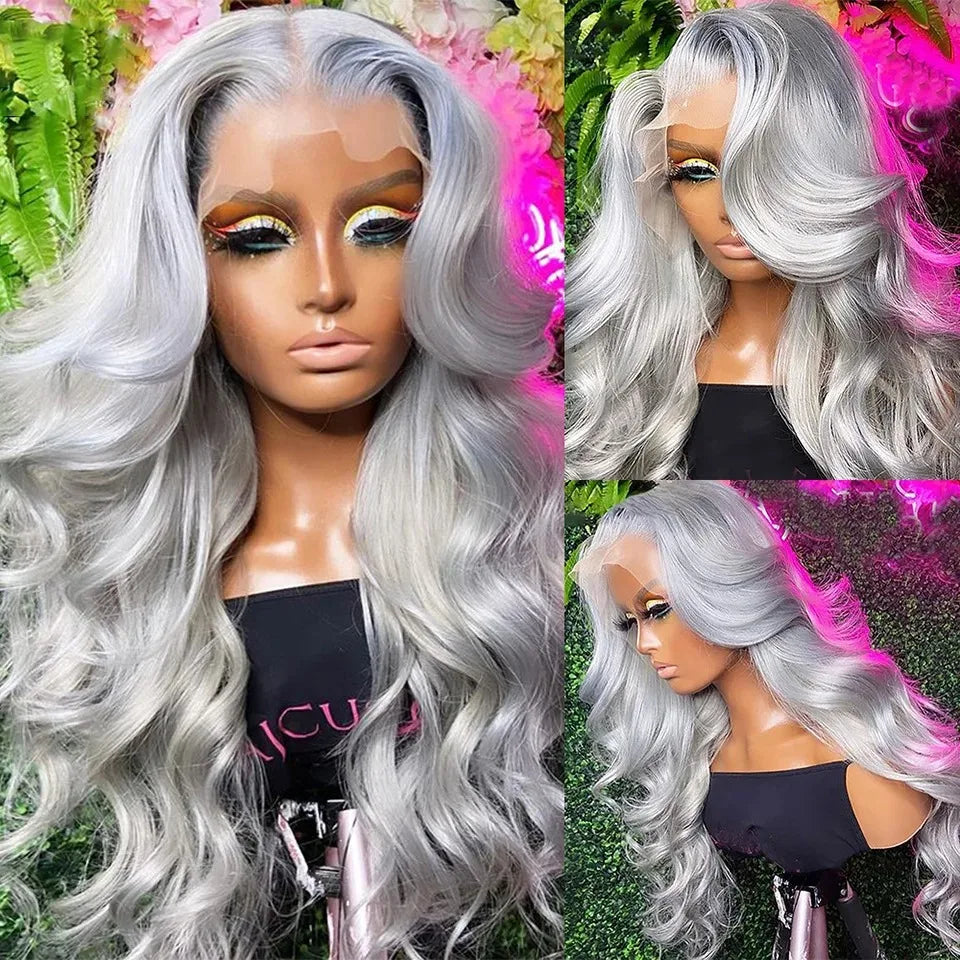 White Wig Body Wavy Lace Front Wig 13x4 HD Heat Fiber Pre Plucked Synthetic And Blend For Women Daily Wear Clearance Cosplay