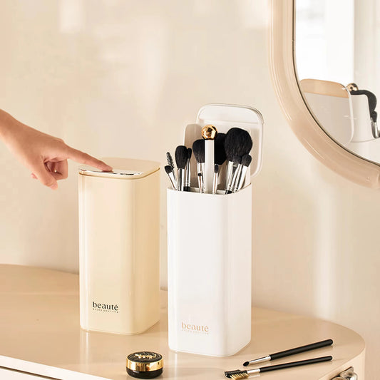 1pc Automatic Liftable Cosmetics Storage Box Desktop Dust Makeup Brush Brow Pencil Eyeliner Storage Bucket Make Up Organizer